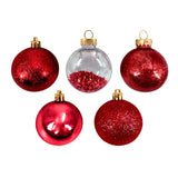 Christmas Designed Baubles 6Cm Red 12Pcs/Box