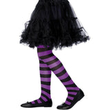 Sheer Fun Child Tights Purple With Black Striped Age 6-12