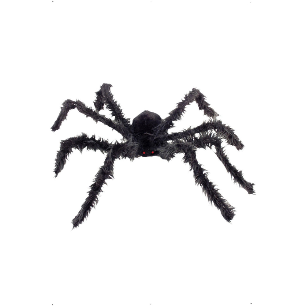 Giant Haiy Black Spider With Light Up Eyes