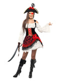 Glamorous Lady Pirate Costume Red With Dress And Hat
