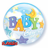  Baby Boy Moon & Stars 22in Single Bubble 1Ct