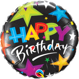 Birthday Brilliant Stars Black  Foil Balloon  