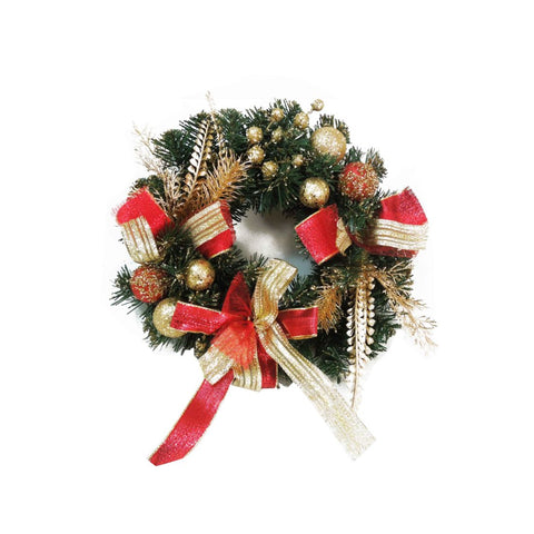 Decorated Wreath Gold&Red 30Cm