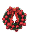  Red Decorated Wreath With Bow