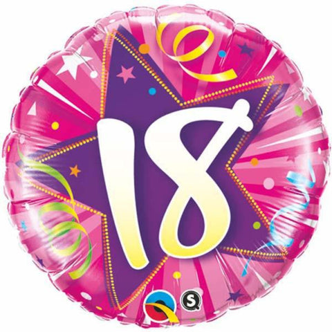 Shining Star Hot Pink  Round Foil Balloon