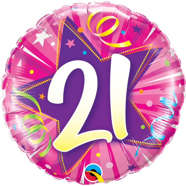 Shining Star Hot Pink  Round Foil Balloon