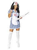 Nurse Naughty Costume Blue With Dress Apron & Hat
