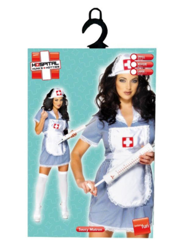 Nurse Naughty Costume Blue With Dress Apron & Hat