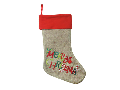  Merry Christmas Jute Stocking