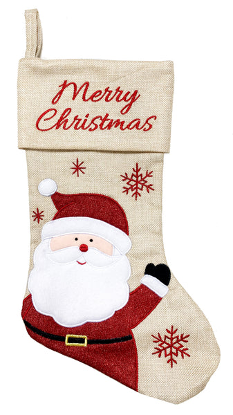 Santa Jute X'mas Stocking