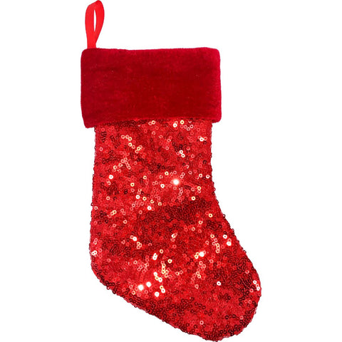 Sequins Stocking Red 25Cm