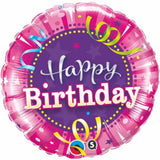 Birthday Hot Pink  Round Foil Balloon