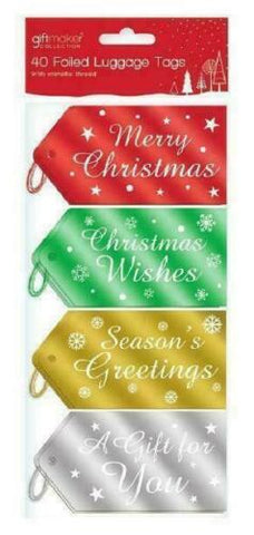  Foiled Luggage Tags Assorted 40 pcs/pack