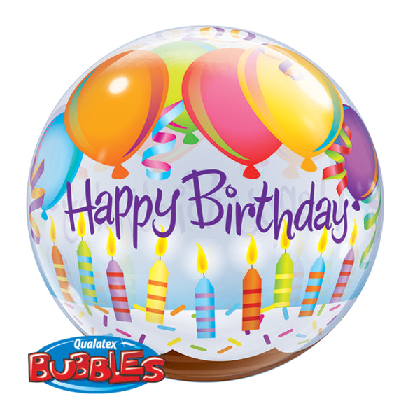  Birthday Balloons & Candles Bubble Balloon 22in