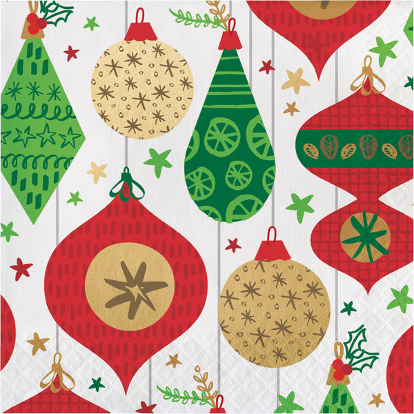  Glittering Ornaments Luncheon Napkins 