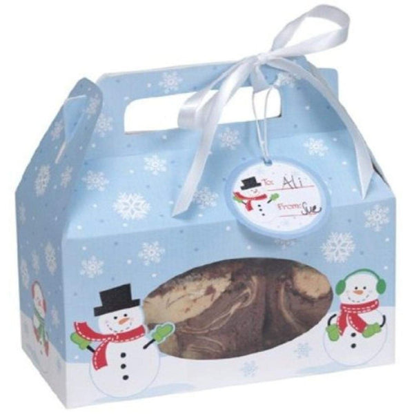 Snowman Treat Boxes With Handle & Tags 6.5X3X6In 4Pcs