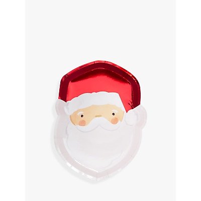  Red Foiled Santa Christmas Paper Plates 30x23cm