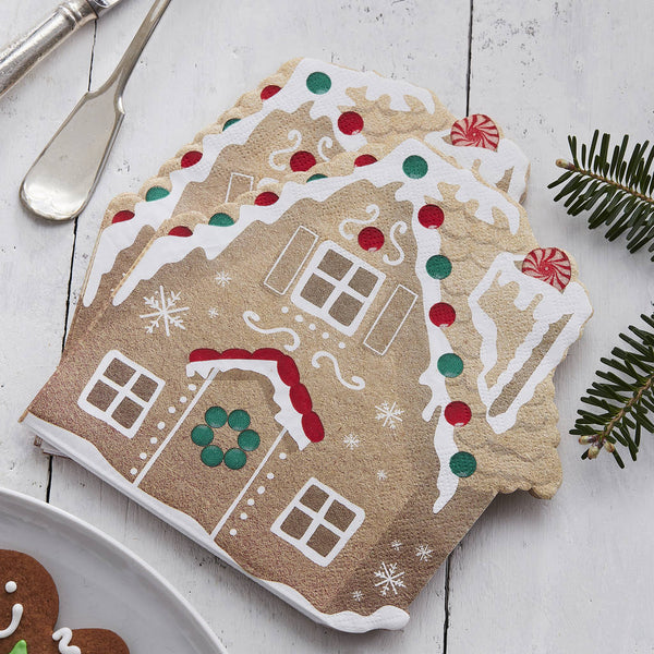  Gingerbread Shaped Paper Napkins 16ct