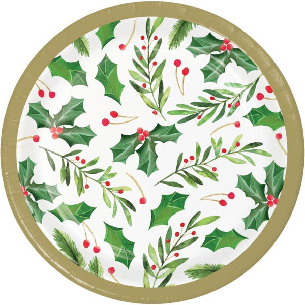 Traditional Holly Luncheon Plate 7Inch 8Pcs