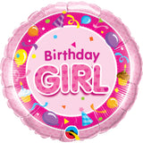 Birthday Girl Pink  Round Foil Balloon  
