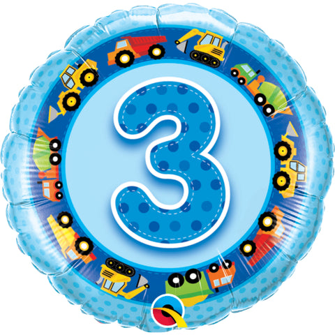 Age 3 Trucks & Diggers Foil Balloon