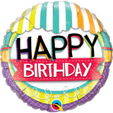 Birthday Striped Awning Foil Balloon  