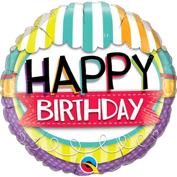 Birthday Striped Awning Foil Balloon  
