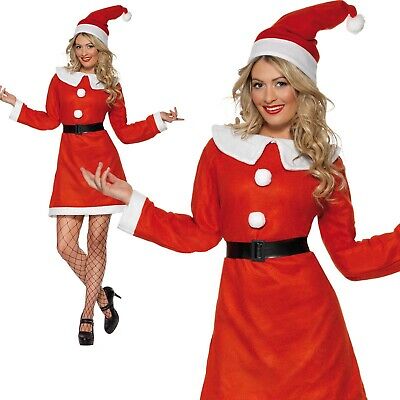  Miss Santa Costume Red With Dress Belt & Hat