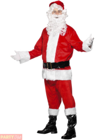 Deluxe Santa Costume Red Jacket Trousers Belt Hat Boot Cove