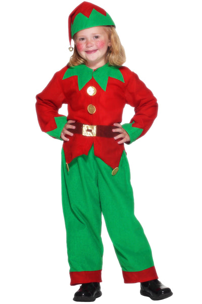  Elf Costume Red & Green With Tunic Trousers & Hat M