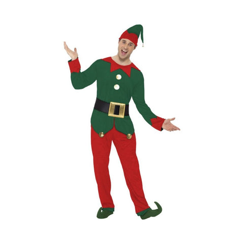 Elf Costume Red & Green With Top Trousers Hat & Belt