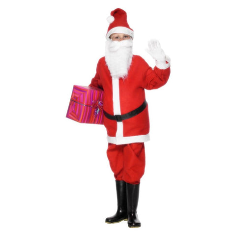 Santa Boy Costume With Jacket Trousers Hat & Belt Red