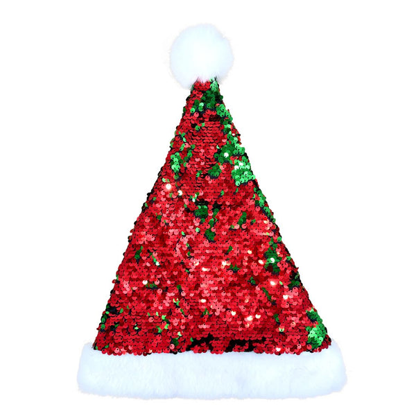 Reversible Sequins Santa Hat Red&Green