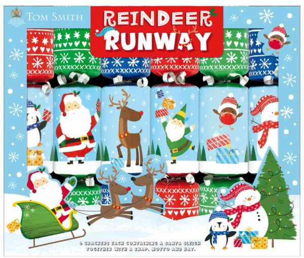  Wide Barrel Reindeer Runway Game Crackers 6x10in