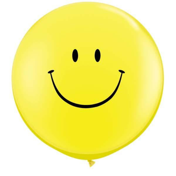  36in Yellow Smiley Face Latex Balloons 2 pieces