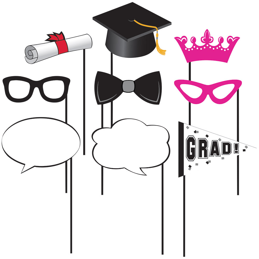 Grad Phot Props With Stick Assorted
