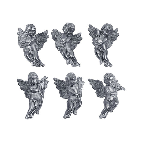 Christmas Hanging Angels Silver 6Pcs/Pk