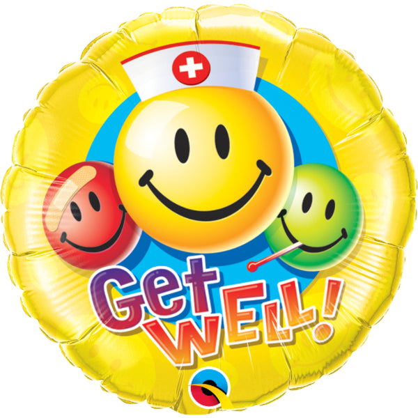 Get Well Smiley Faces Foil Balloon