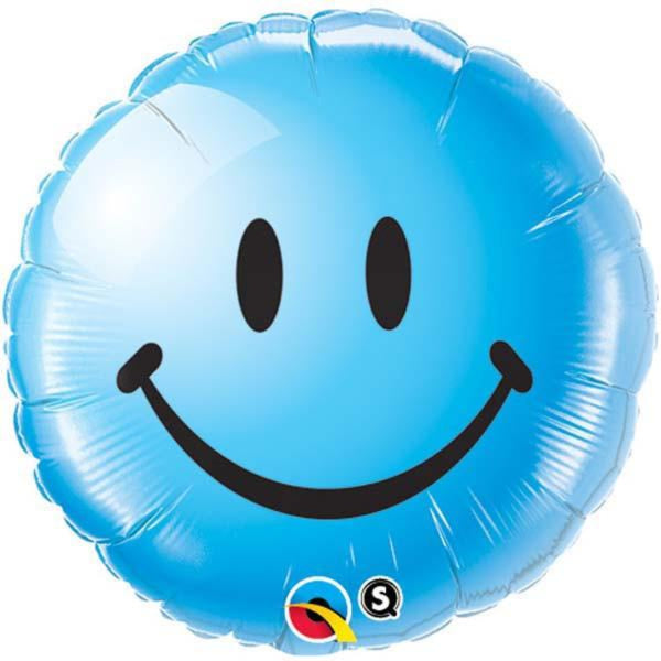 Non Message Smiley Face Blue Foil Balloon