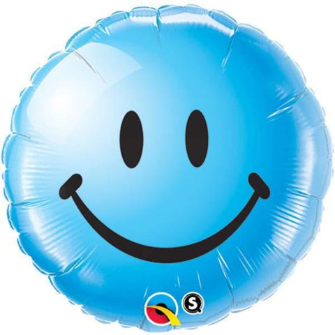 Non Message Smiley Face Blue Foil Balloon