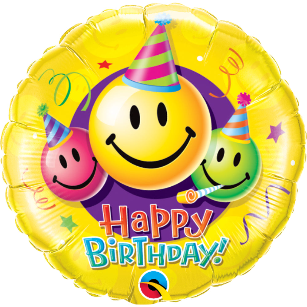 Birthday Smiley Faces Foil Balloon