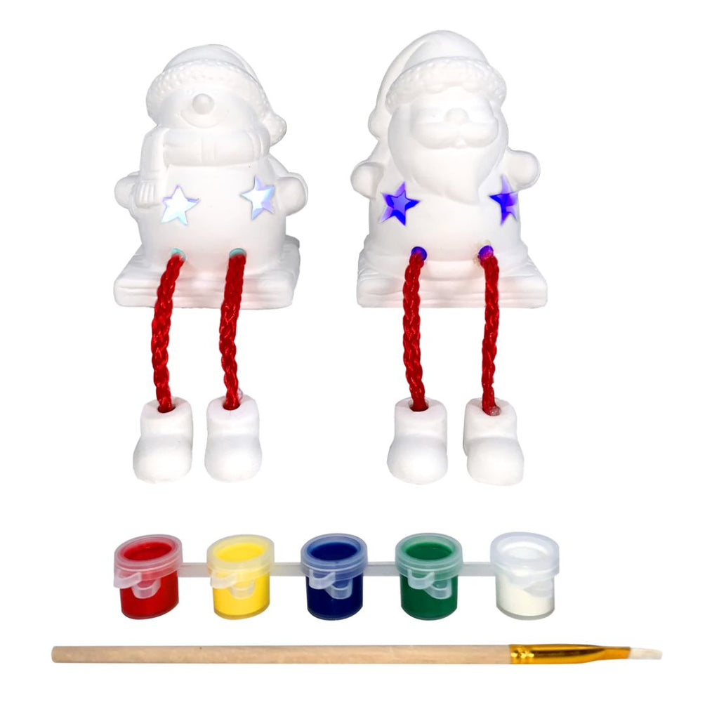 Santa & Snowman Diy Paint Set W/Light 2Pcs/Box