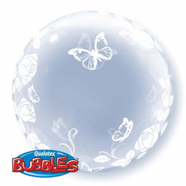  Deco Bubble Balloon Elegant Roses & Buterflies 24in