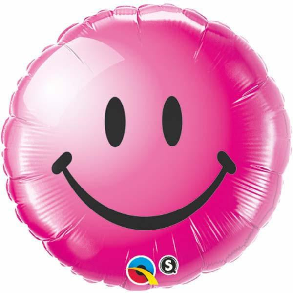 Non Message Smiley Face Wild Berry Foil Balloon