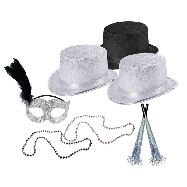 Silver & Black Party Kit Assortment for 50 People