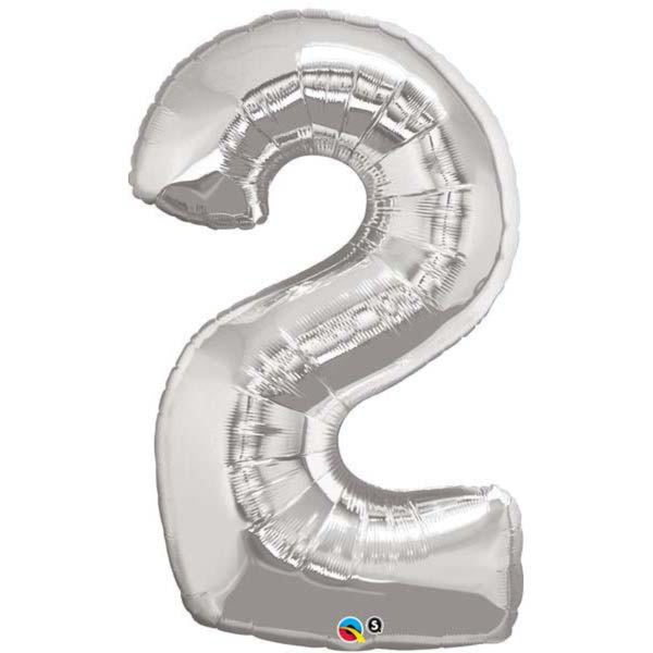  Number Two Silver 43 inch  Number Foil Balloons 