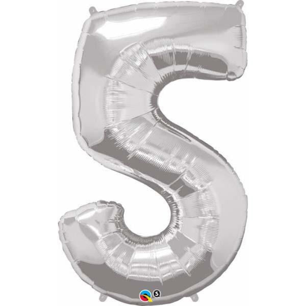 Number Five Silver 44 inch  Number Foil Balloons 