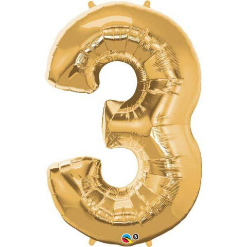  Number Three Gold 44 inch  Number Foil Balloons 