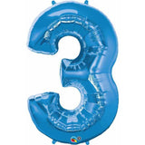  Number Three Sapphire Blue 44 inch  Number Foil Balloons 