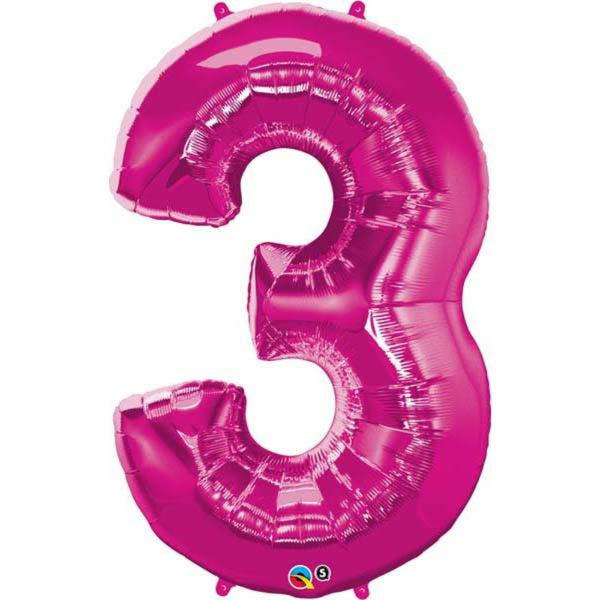  Number Three Magenta 44 inch  Number Foil Balloons 